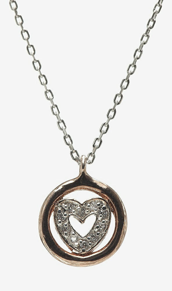 Front View - Gold CZ Heart Charm Necklace