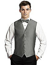 Rear View Thumbnail - Charcoal Gray Yarn-Dyed 6 Button Tuxedo Vest by After Six