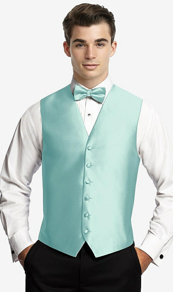 Yarn-dyed 6 Button Tuxedo Vest By After Six In Seaside | The Dessy Group