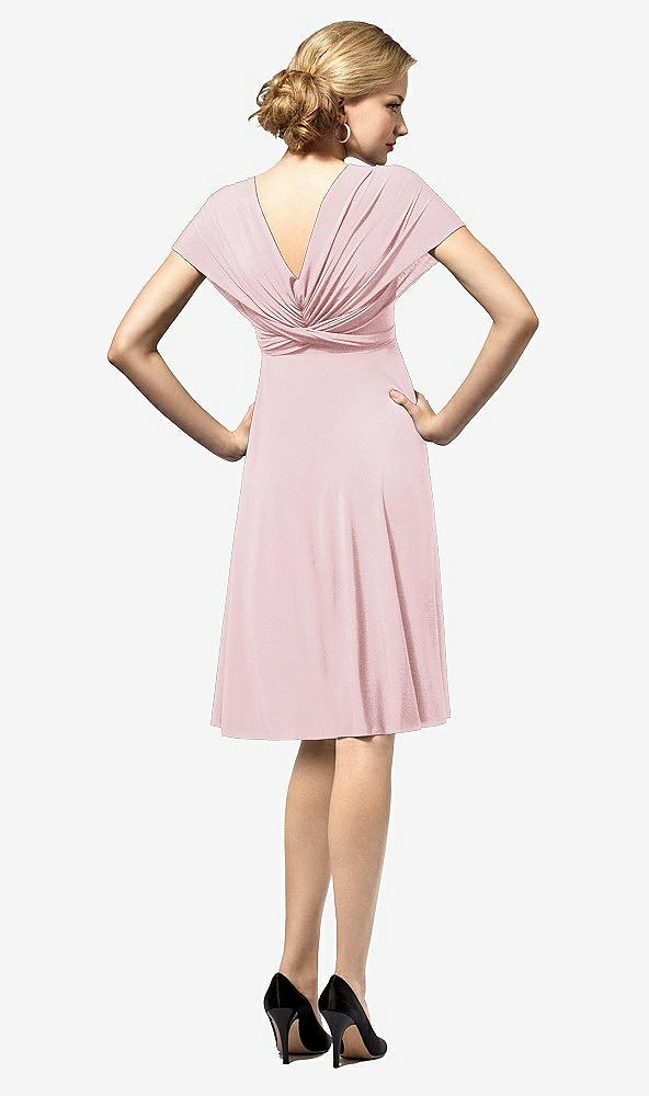 Back View - Chalk Pink Twist Wrap Convertible Mini Dress