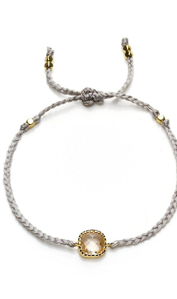 Front View - Platinum Friendship Bracelet with Stone Detail
