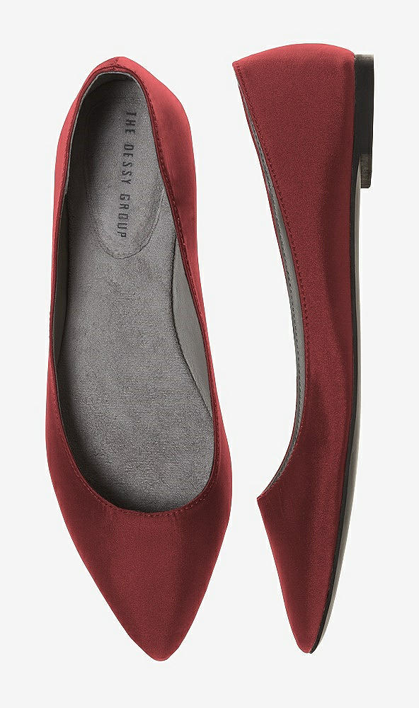 Front View - Lola Red Chelsea Satin Ballet Wedding Flats