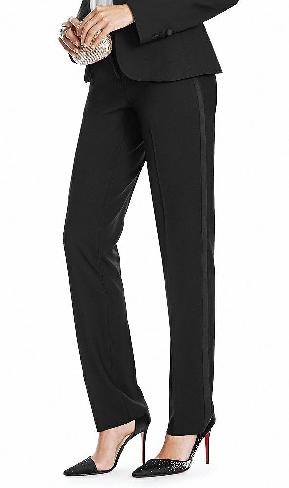 Back View - Black Women's Tuxedo Pant - Marlowe by After Six