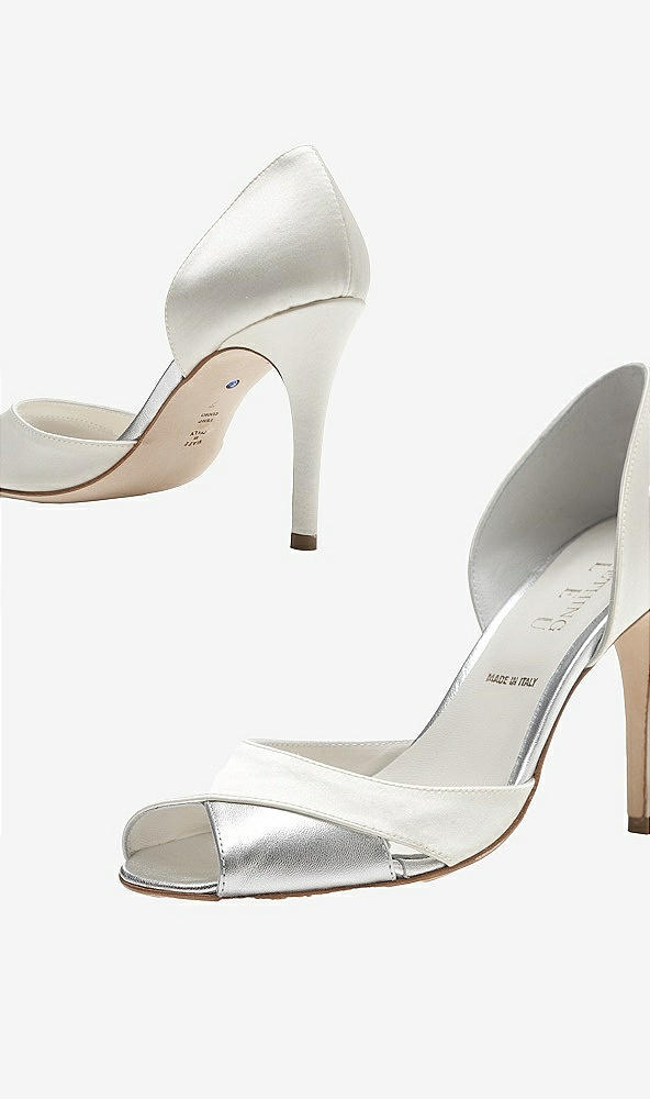Back View - Ivory Curvey Satin and Silver Bridal Pump