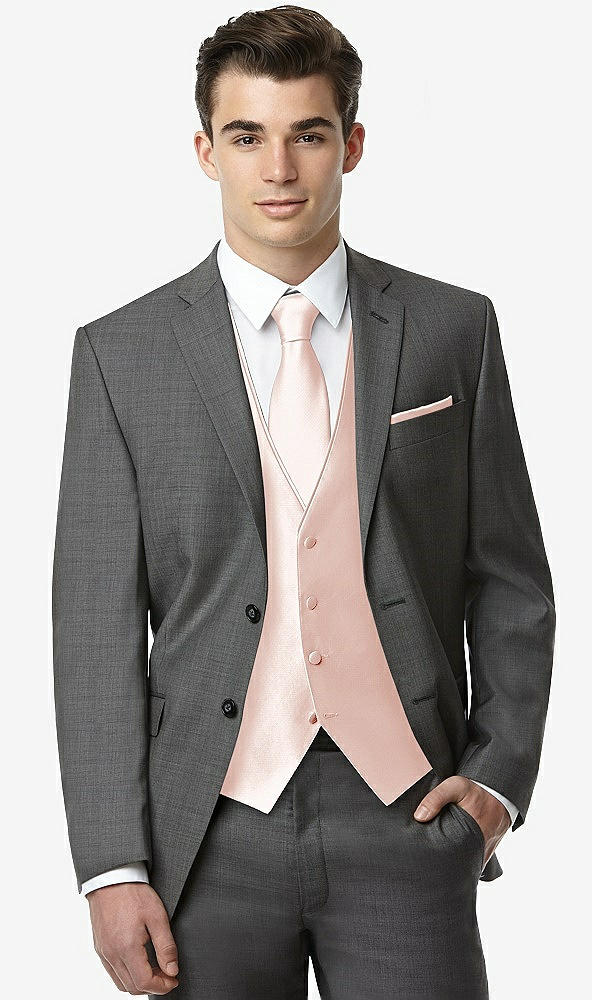 Front View - Blush Classic Yarn-Dyed Tuxedo Vest by After Six