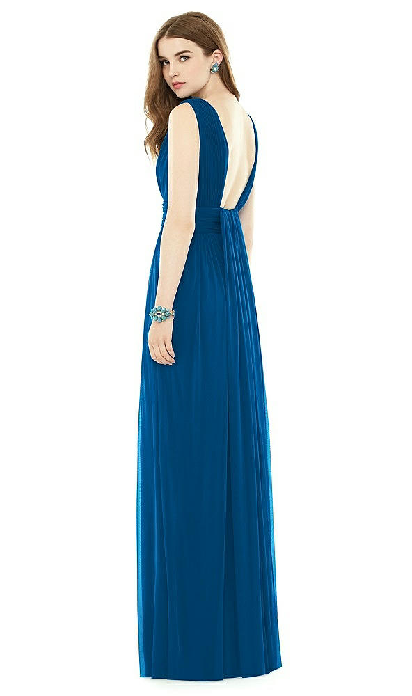 Back View - Cerulean Alfred Sung Bridesmaid Dress D719