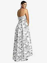 Alt View 2 Thumbnail - Botanica Strapless Floral Satin High Low Dress with Pockets