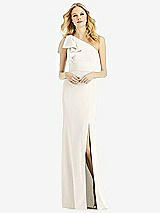 Front View Thumbnail - Ivory Bowed One-Shoulder Trumpet Gown