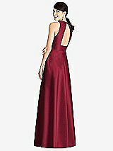 Rear View Thumbnail - Burgundy Sleeveless Open-Back Pleated Skirt Dress with Pockets