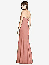 Rear View Thumbnail - Desert Rose Strapless Crepe Trumpet Gown with Front Slit