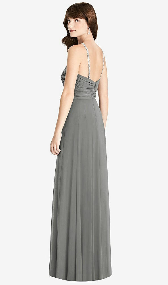 Jeweled Twist Halter Maxi Bridesmaid Dress In Charcoal Gray | The Dessy ...