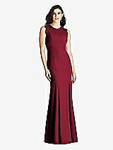 Front View Thumbnail - Burgundy Sleeveless Lace Back Trumpet Gown
