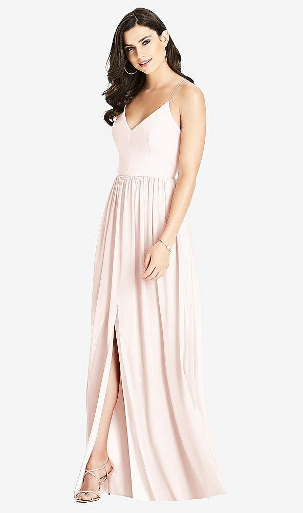 Front View - Blush Criss Cross Strap Backless Maxi Dress