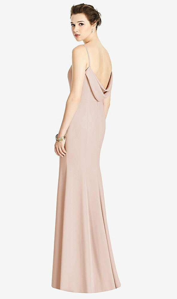 Back View - Cameo Bateau-Neck Open Cowl-Back Trumpet Gown
