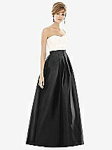 Front View Thumbnail - Black & Ivory Strapless Pleated Skirt Maxi Dress with Pockets
