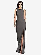 Front View Thumbnail - Caviar Gray Diamond Cutout Back Trumpet Gown with Front Slit