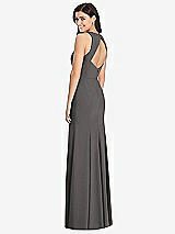 Rear View Thumbnail - Caviar Gray Diamond Cutout Back Trumpet Gown with Front Slit