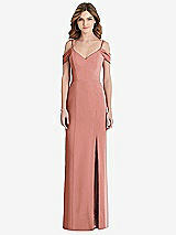 Front View Thumbnail - Desert Rose Off-the-Shoulder Chiffon Trumpet Gown with Front Slit