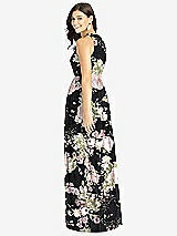 Rear View Thumbnail - Noir Garden Shirred Skirt Halter Dress with Front Slit