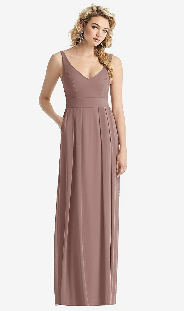 Front View - Sienna Sleeveless Pleated Skirt Maxi Dress with Pockets