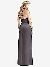 Rear View Thumbnail - Stormy Pleated Skirt Satin Maxi Dress with Pockets