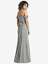 Rear View Thumbnail - Chelsea Gray Off-the-Shoulder Criss Cross Bodice Trumpet Gown