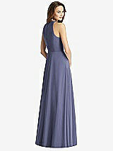 Rear View Thumbnail - French Blue Sleeveless Halter Chiffon Maxi Dress