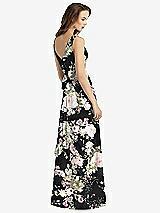 Rear View Thumbnail - Noir Garden Sleeveless V-Neck Chiffon Wrap Dress