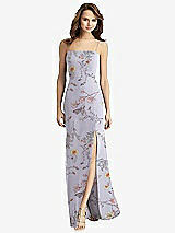 Front View Thumbnail - Butterfly Botanica Silver Dove Tie-Back Cutout Trumpet Gown with Front Slit