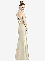 Rear View Thumbnail - Champagne Open-Back Bow Tie Satin Trumpet Gown