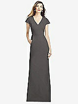Alt View 1 Thumbnail - Caviar Gray Cap Sleeve A-line Crepe Gown with Pockets