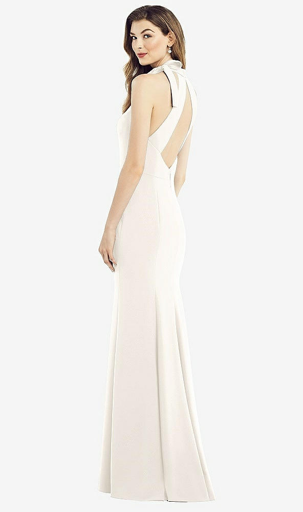 Back View - Ivory Bow-Neck Open-Back Trumpet Gown