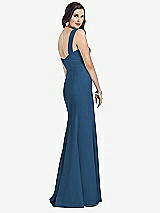 Rear View Thumbnail - Dusk Blue Sleeveless Seamed Bodice Trumpet Gown