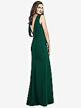 Rear View Thumbnail - Hunter Green Draped Backless Crepe Dress with Pockets