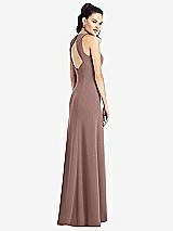 Rear View Thumbnail - Sienna Open-Back Jewel Neck Trumpet Gown with Front Slit