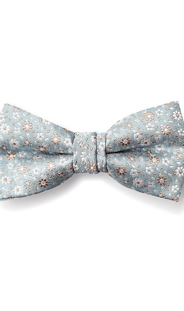 Front View - Icelandic/topaz/ivory Arnit Floral Jacquard Pre-Tied Bow-Tie