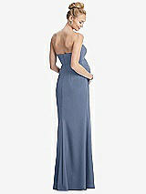 Rear View Thumbnail - Larkspur Blue Strapless Crepe Maternity Dress with Trumpet Skirt
