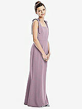 Front View Thumbnail - Suede Rose Flat Tie-Shoulder Juniors Dress with Trumpet Skirt
