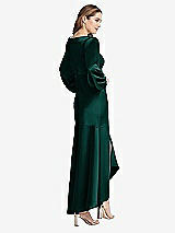 Rear View Thumbnail - Evergreen Puff Sleeve Asymmetrical Drop Waist High-Low Slip Dress - Teagan