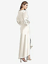 Rear View Thumbnail - Ivory Puff Sleeve Asymmetrical Drop Waist High-Low Slip Dress - Teagan
