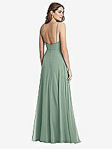 Rear View Thumbnail - Seagrass Square Neck Chiffon Maxi Dress with Front Slit - Elliott
