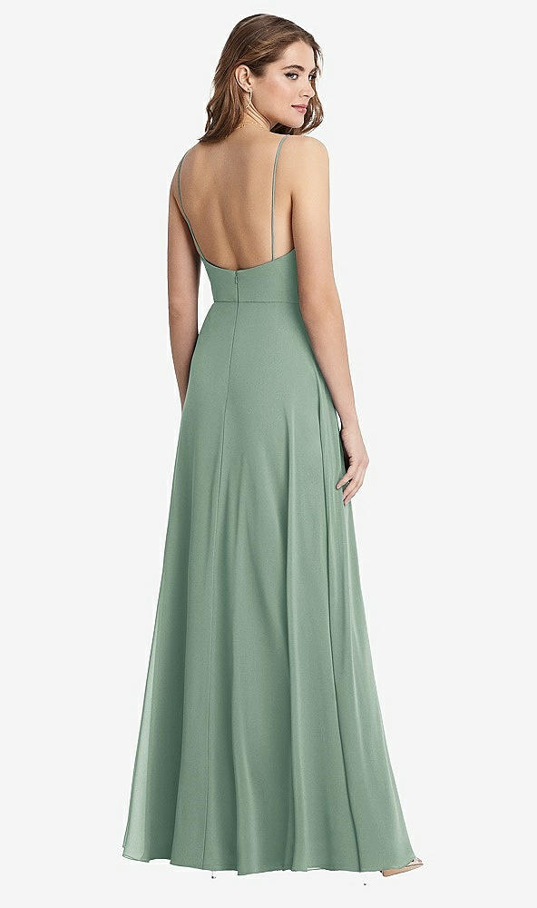 Back View - Seagrass Square Neck Chiffon Maxi Dress with Front Slit - Elliott