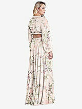 Alt View 2 Thumbnail - Blush Garden Bishop Sleeve Ruffled Chiffon Cutout Maxi Dress - Harlow 