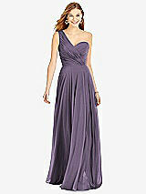 Front View Thumbnail - Lavender One-Shoulder Draped Chiffon Maxi Dress - Dani