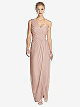 Front View Thumbnail - Toasted Sugar One-Shoulder Draped Maxi Dress with Front Slit - Aeryn
