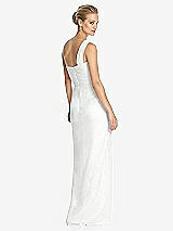 Rear View Thumbnail - White One-Shoulder Draped Maxi Dress with Front Slit - Aeryn