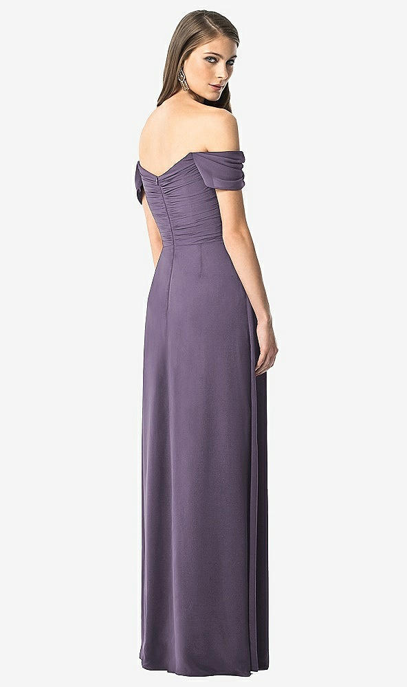 Back View - Lavender Off-the-Shoulder Ruched Chiffon Maxi Dress - Alessia