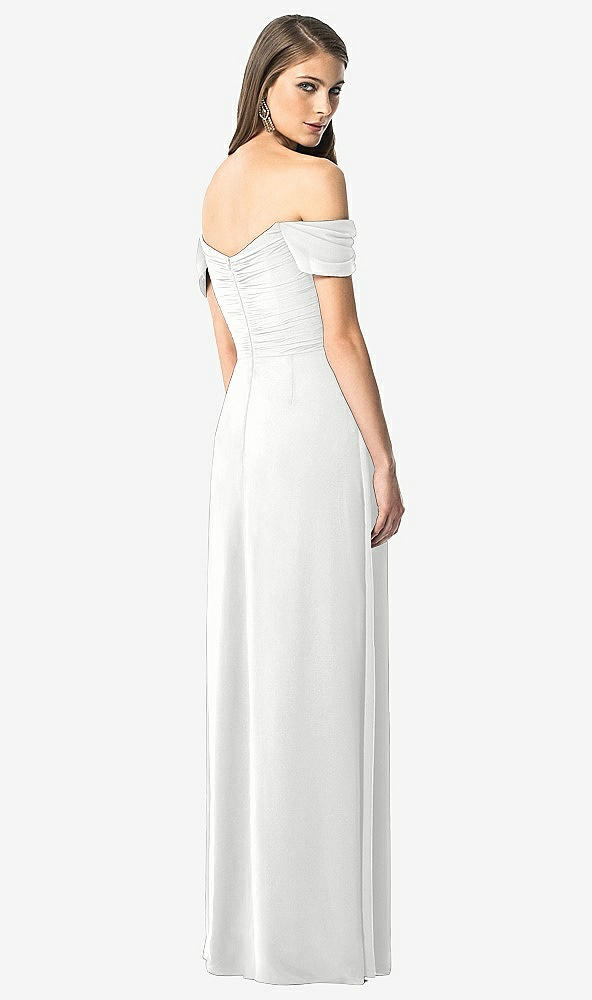 Back View - White Off-the-Shoulder Ruched Chiffon Maxi Dress - Alessia