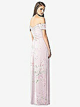 Rear View Thumbnail - Watercolor Print Off-the-Shoulder Ruched Chiffon Maxi Dress - Alessia