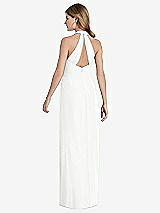 Rear View Thumbnail - White V-Neck Halter Chiffon Maxi Dress - Taryn
